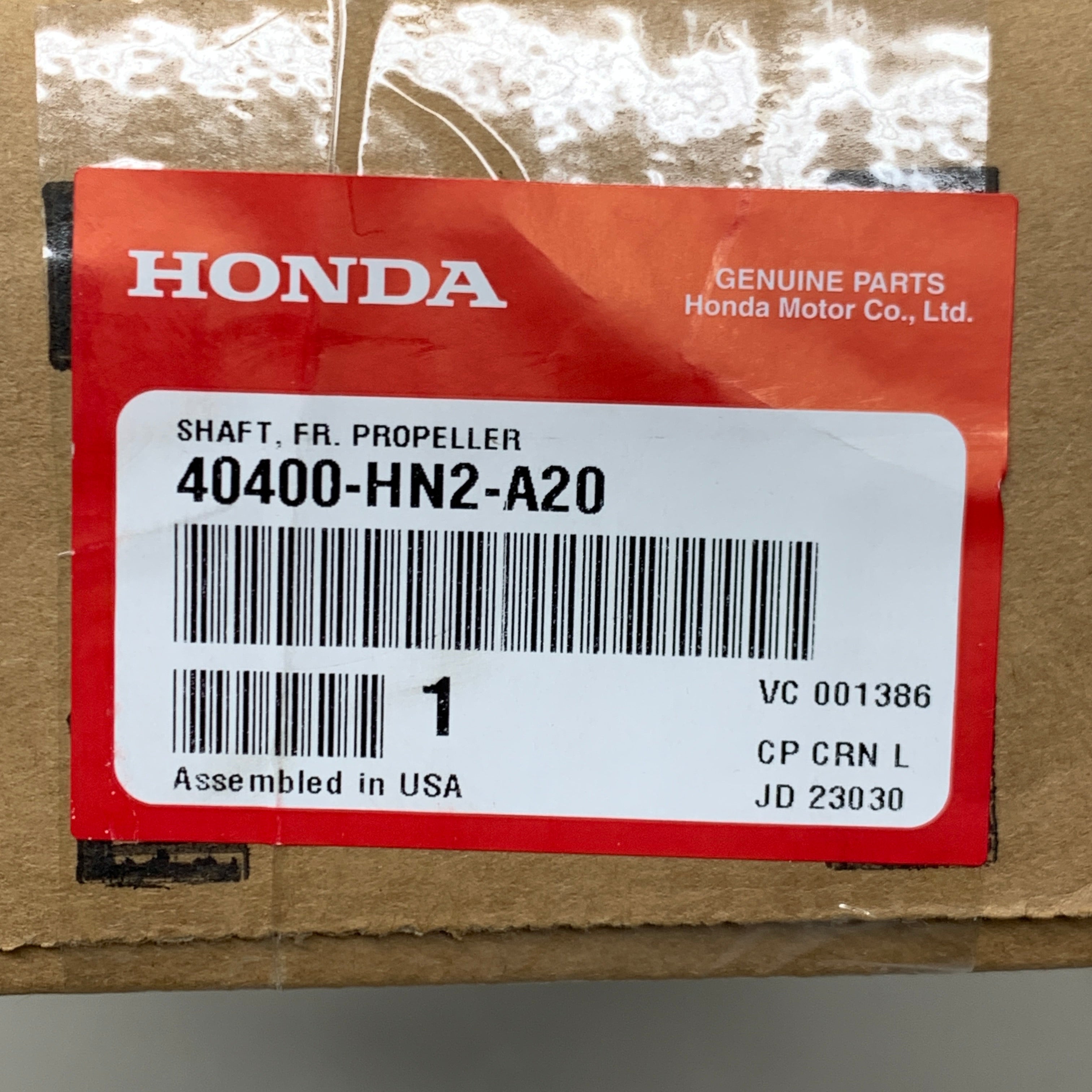 HONDA Propeller Shaft Assembly for Bikes (40400-HN2-A20) OEM