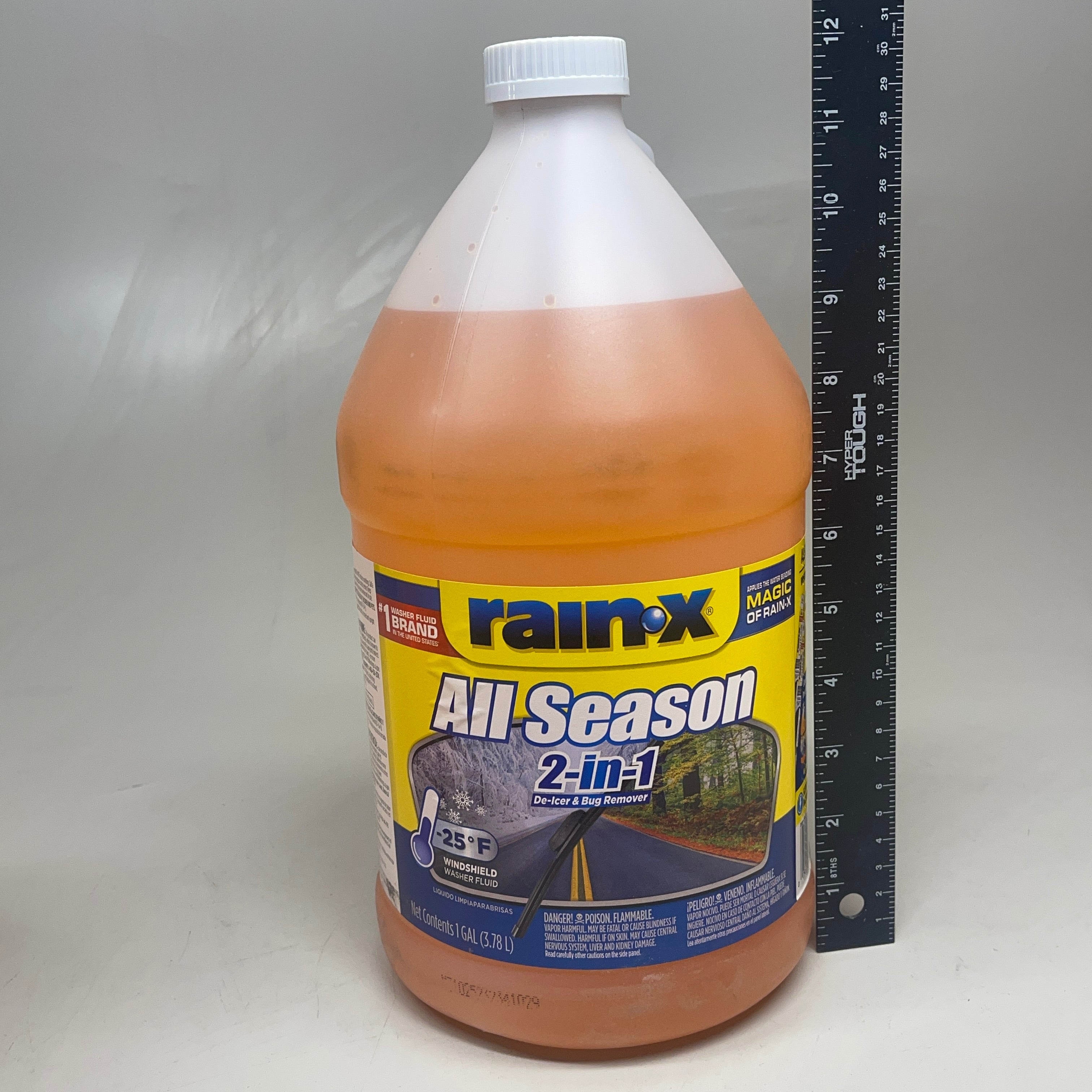 ZA@ RAIN X (3 PACK) All Season Windshield Washer Fluid De-Icer & Bug Remover 1 GAL Orange