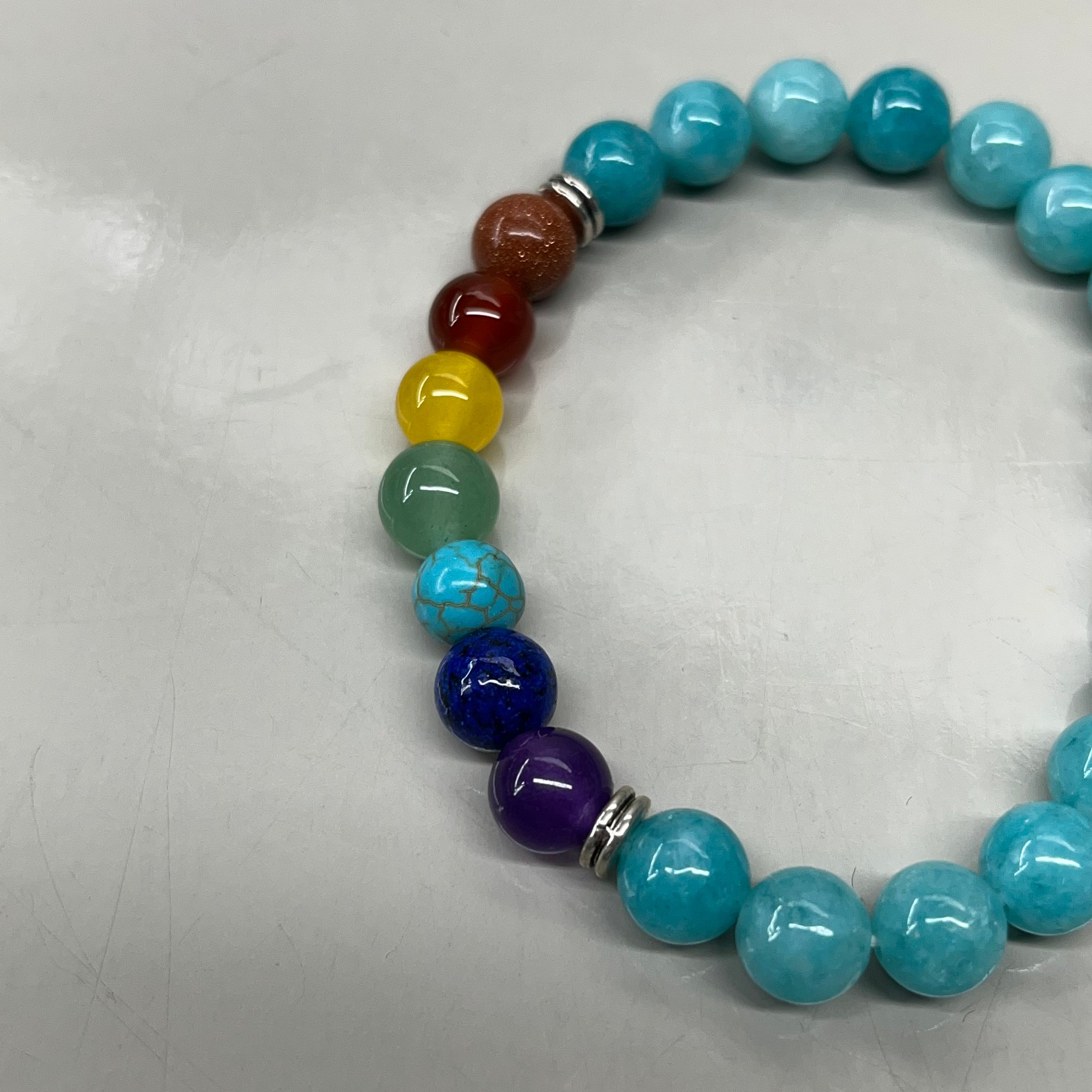 BEST WHOLESALE 12-PACK! Beaded Turquoise/Rainbow Crystal Bracelets 3