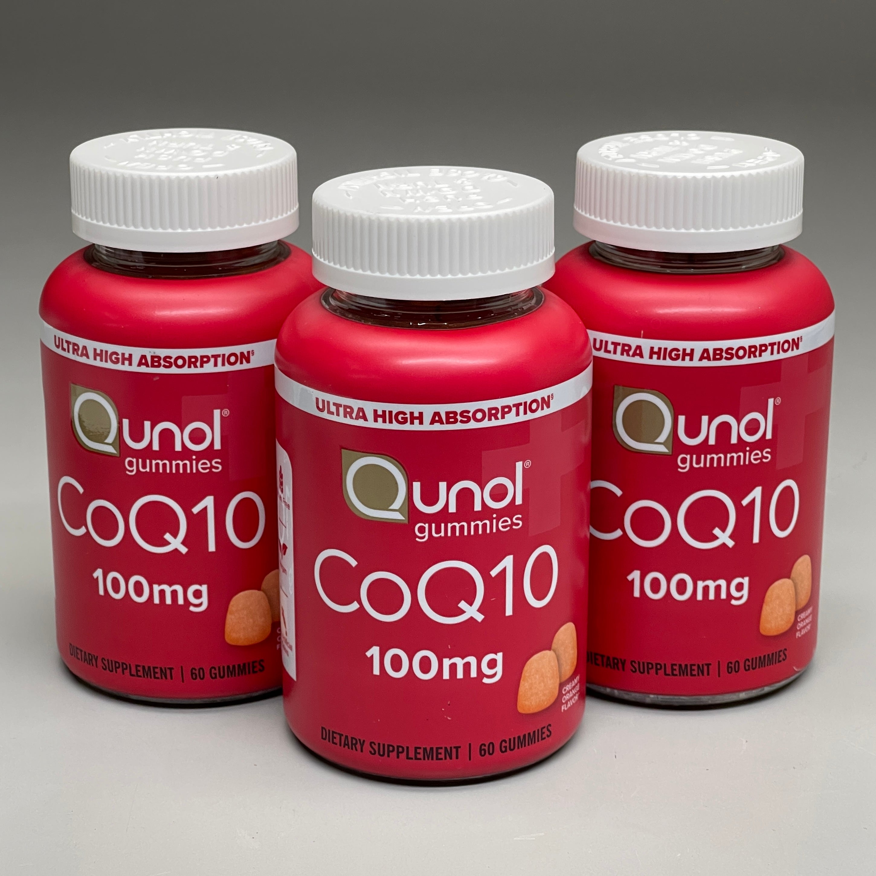 ZA@ QUNOL CoQ10 Gummy Dietary Supplements 100 mg 60 Count -3 Pack BB 10/2025 C