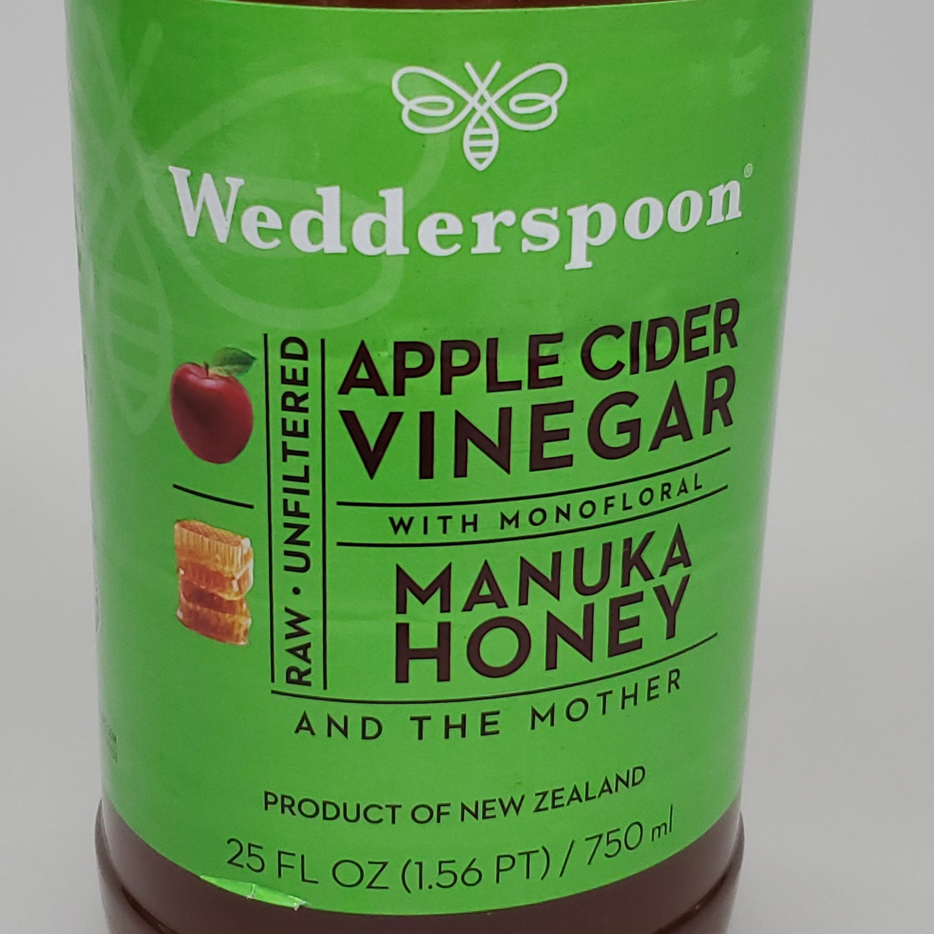 WEDDERSPOON Apple Cider Vinegar 3 Pack! W/ Manuka Honey New Zealand 25 FL OZ Best By 9/26 (New)