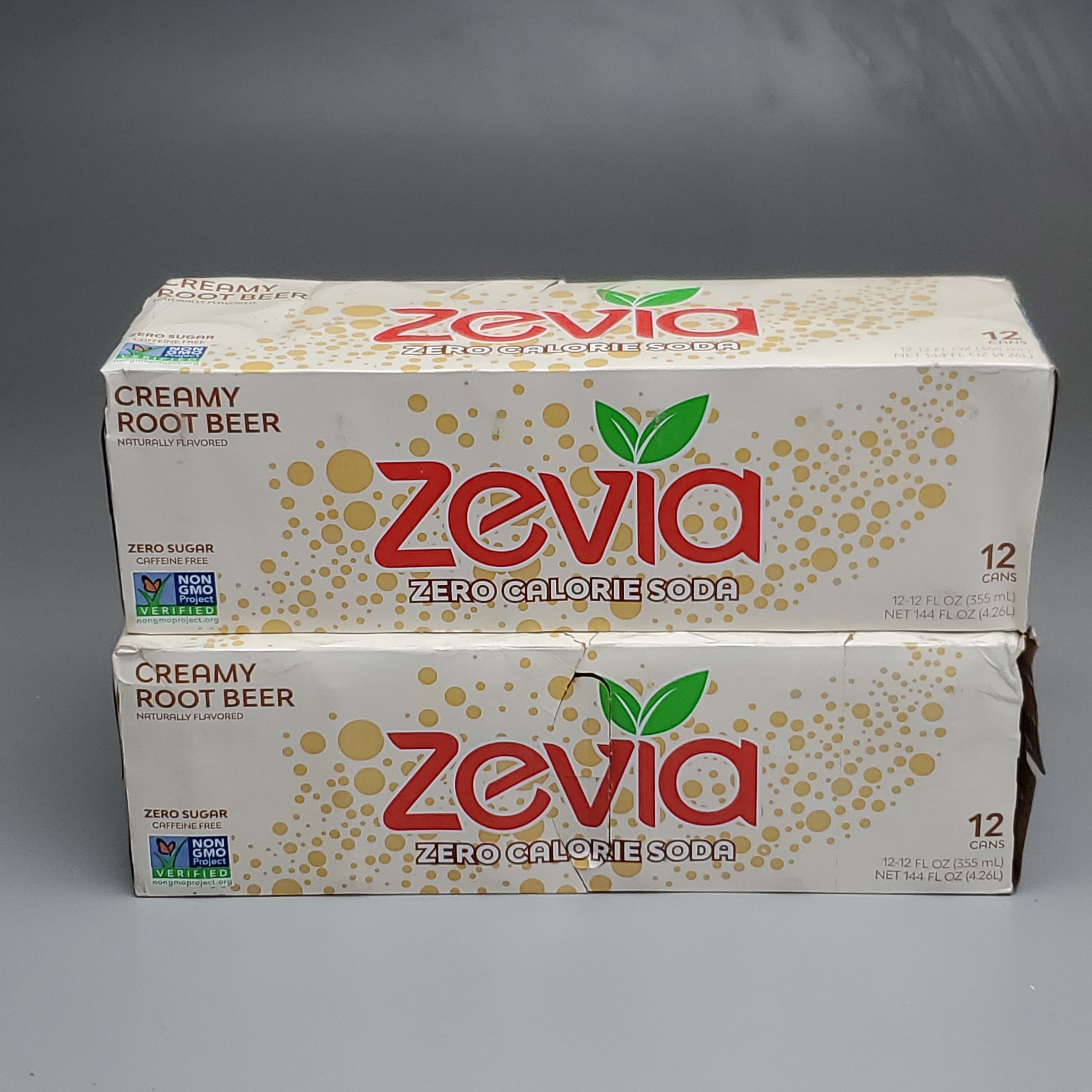 ZA@ ZEVIA 24 PACK!! Creamy Root Beer New Flavor Carbonated Beverages 12oz New Flavor (10/24) E