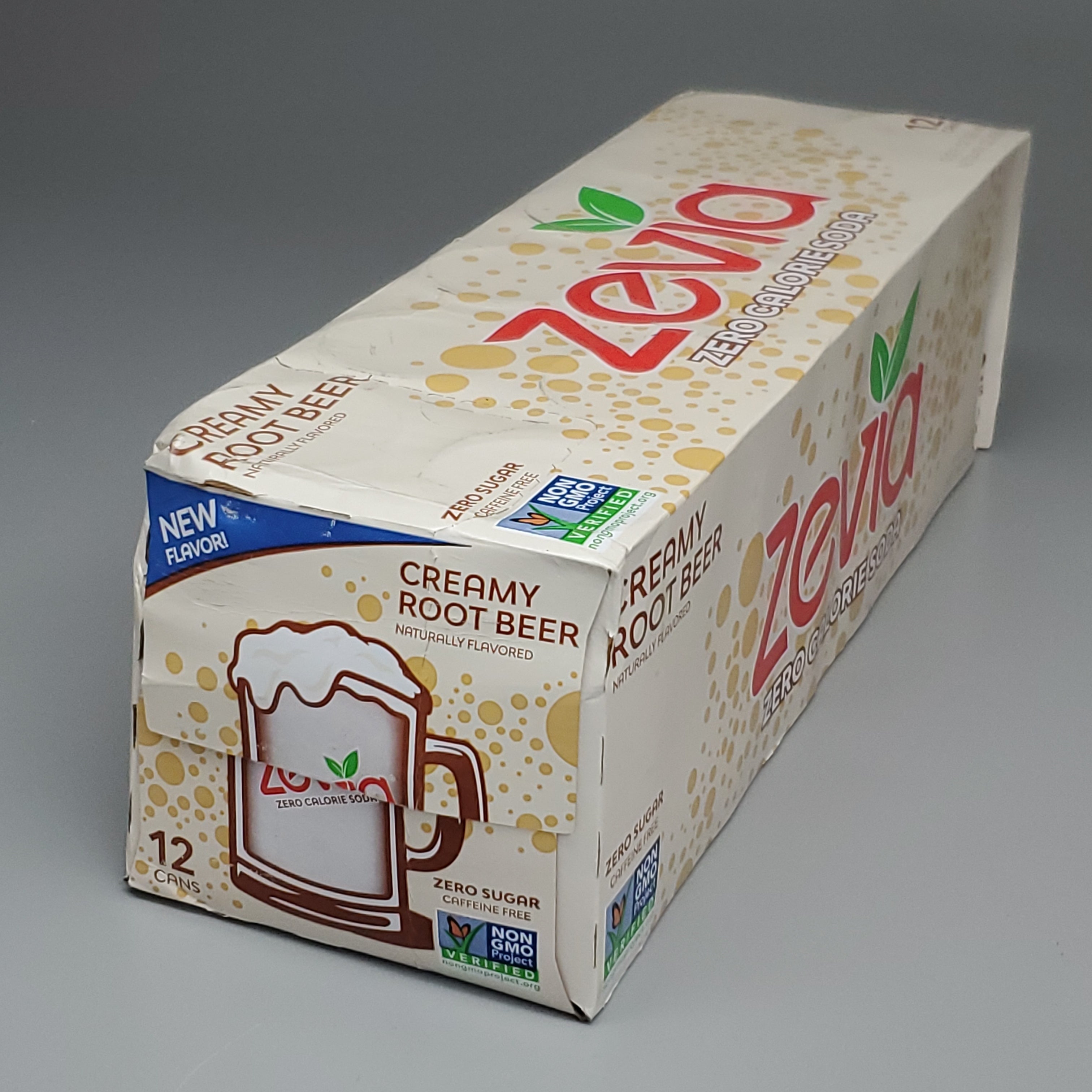 ZA@ ZEVIA 24 PACK!! Creamy Root Beer New Flavor Carbonated Beverages 12oz New Flavor (10/24) E