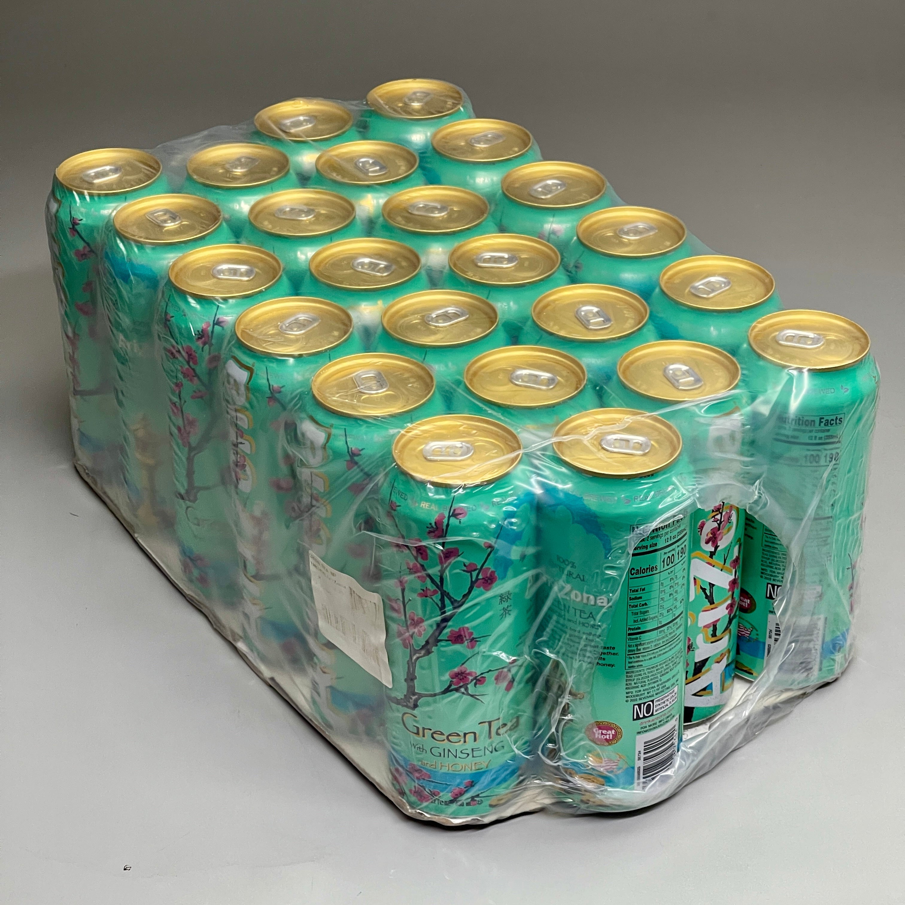 ZA@ ARIZONA (24 PACK) Green Tea w/ Ginseng & Honey 22 fl oz Can BB 8/25 (Some Cans may be Damaged) F