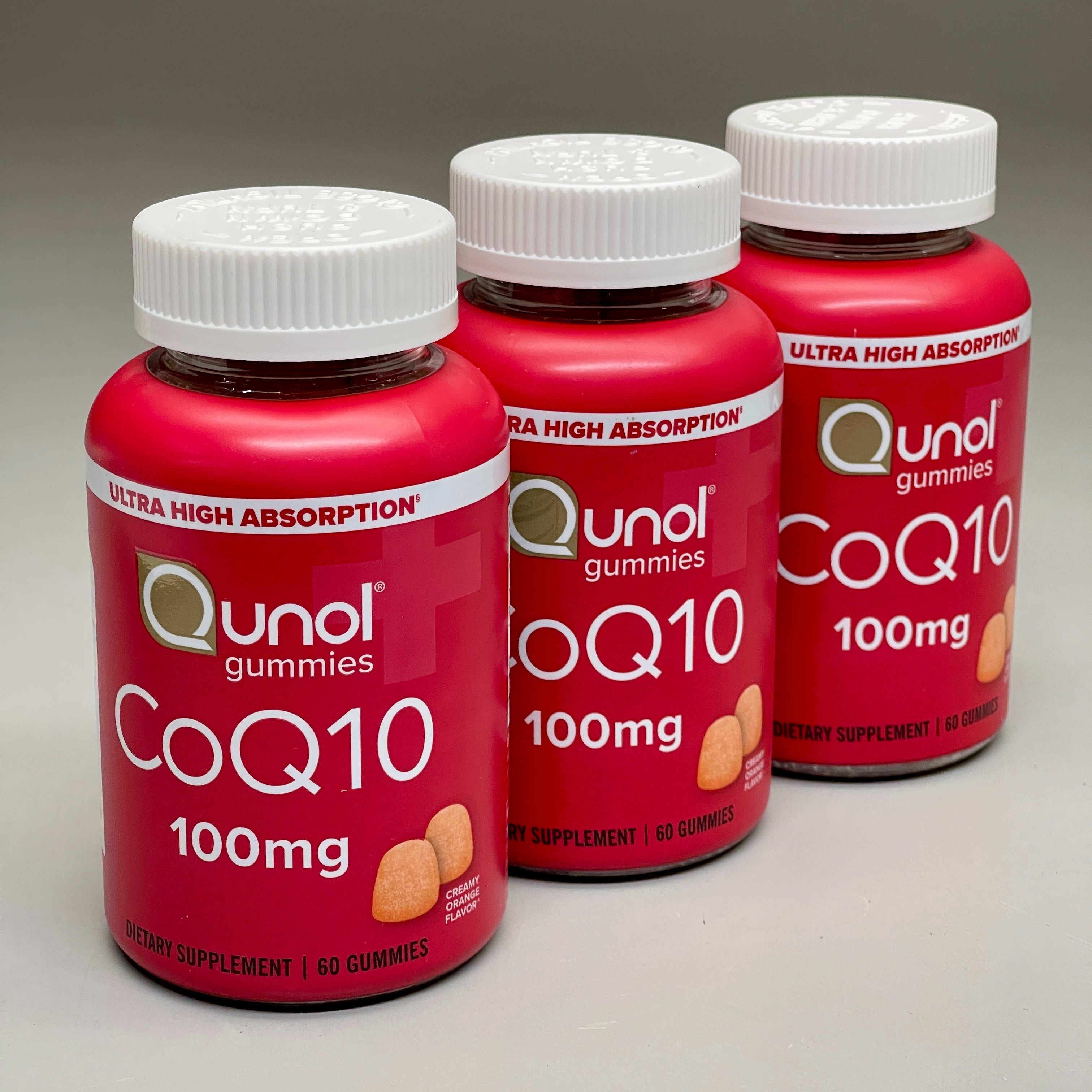 ZA@ QUNOL CoQ10 Gummy Dietary Supplements 100 mg 60 Count -3 Pack BB 10/2025 C