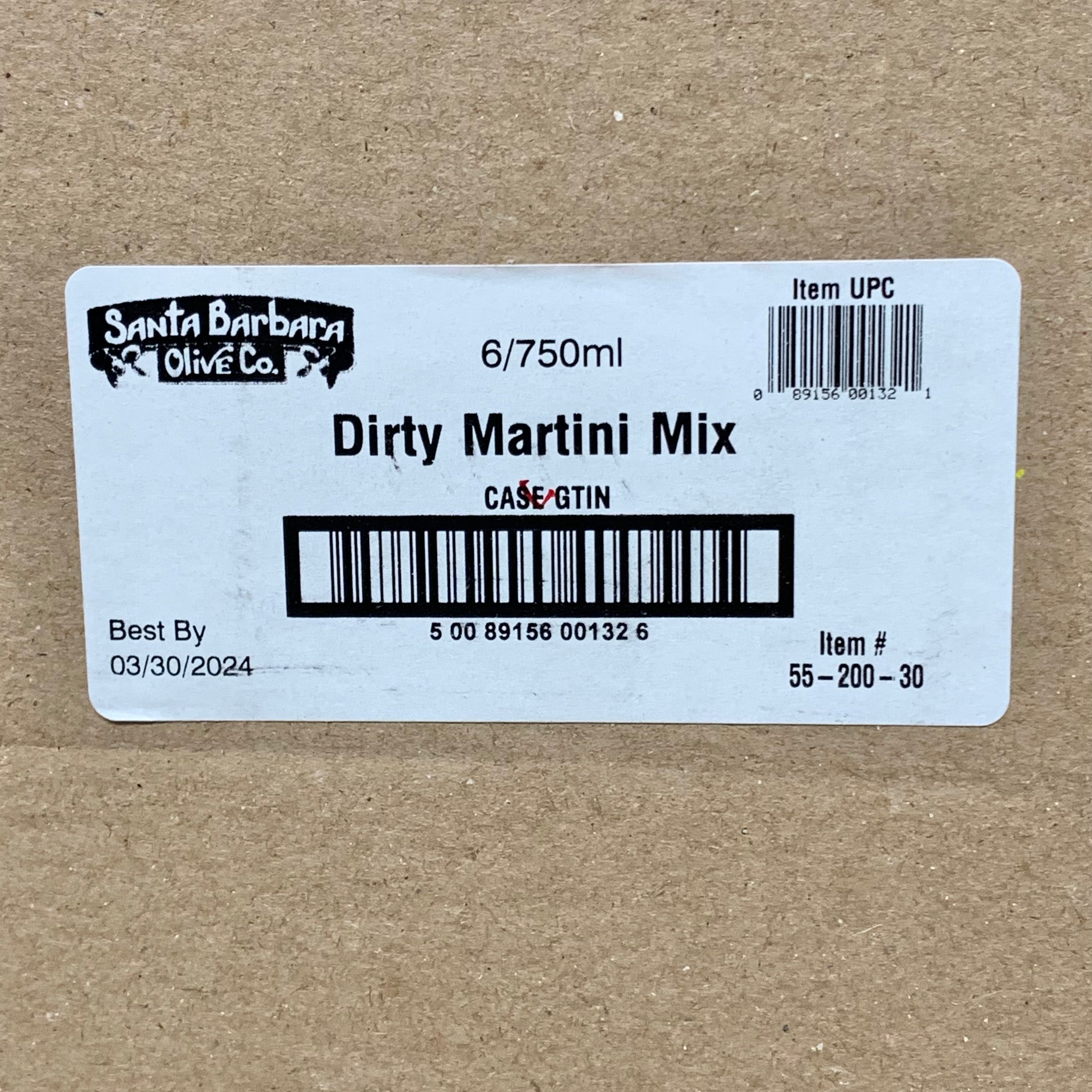 ZA@ SANTA BARBARA OLIVE CO Dirty Martini Mix 6-Pack 25.4 fl oz BB 03/24 55-200-30 (New) B