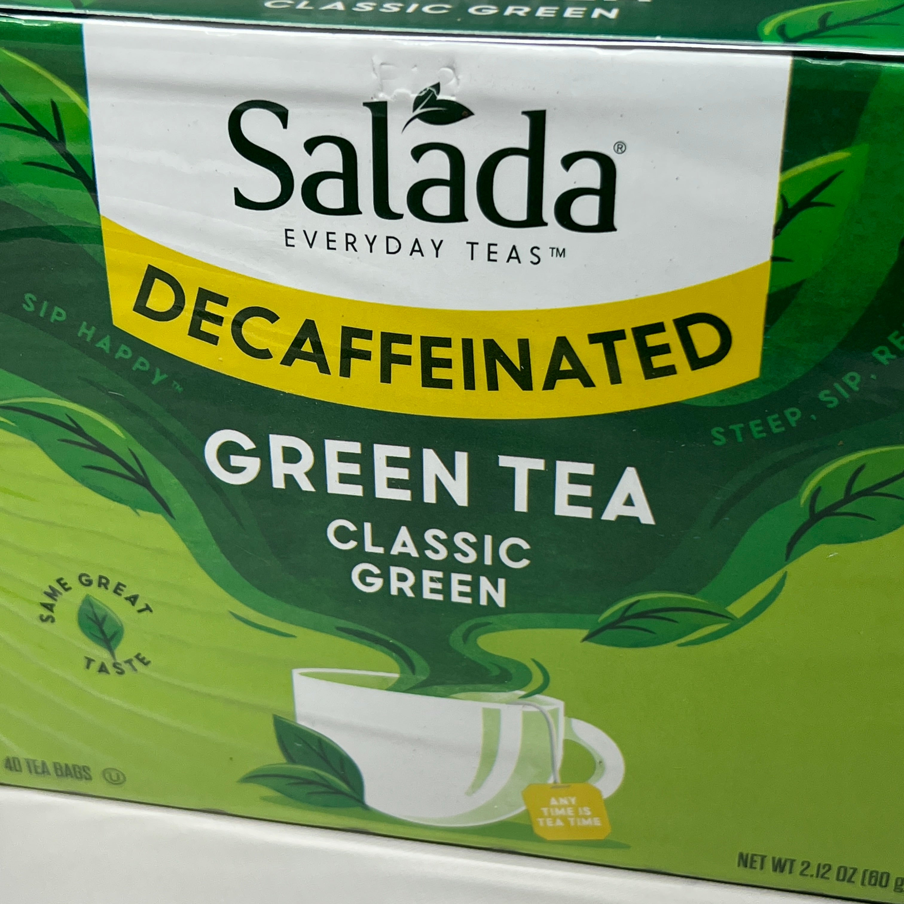 ZA@ SALADA Decaffeinated Classic Green Tea 40 Count Bags BB Dec 2023 (AS-IS) F