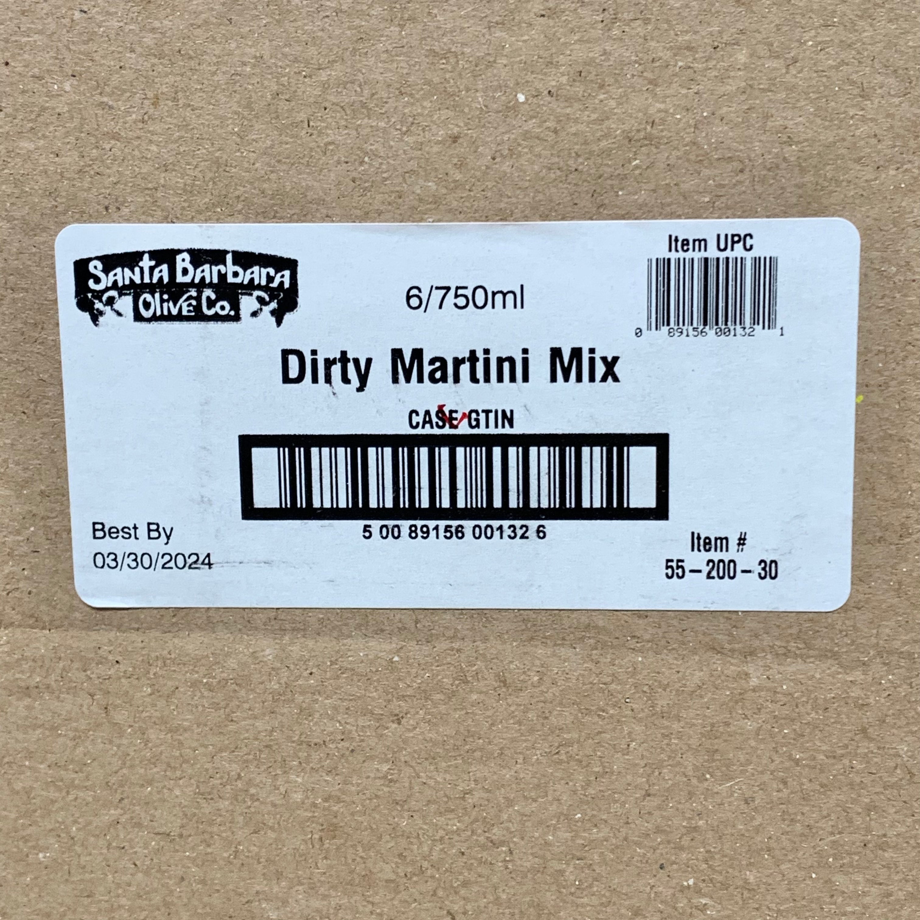 ZA@ SANTA BARBARA OLIVE CO Dirty Martini Mix 6-Pack 25.4 fl oz BB 03/24 55-200-30 (New) E