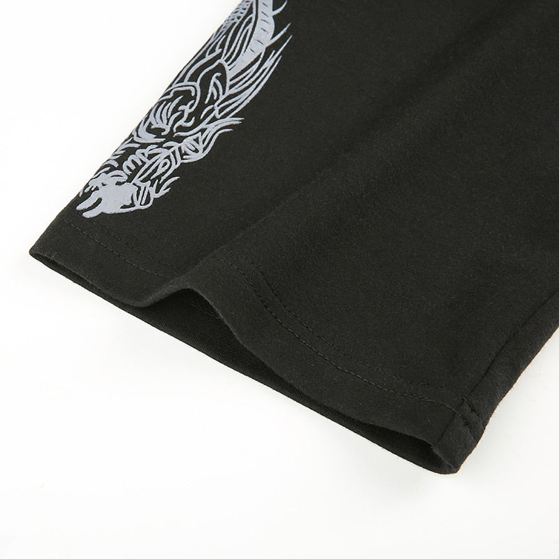 Cropped Dragon Gothic Streetwear Sweatshirt Long Sleeve