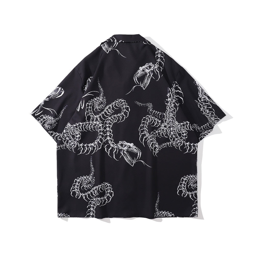 Dragon Skeleton Hawaiian Summer Collar Shirt