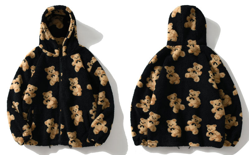 Harajuku Fleece Hooded Teddy Bear Fluffy Jacket Coat