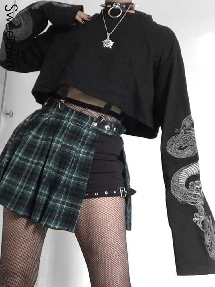 Cropped Dragon Gothic Streetwear Sweatshirt Long Sleeve