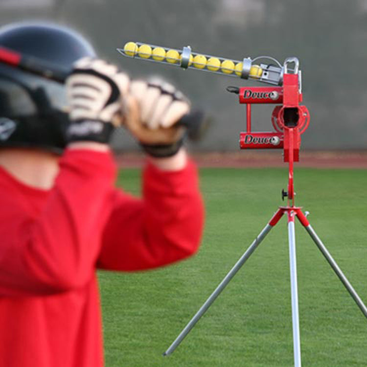 Heater Deuce 75mph Two Wheel Fastball & Curveball Baseball Pitching Machine with Automatic Ball Feeder