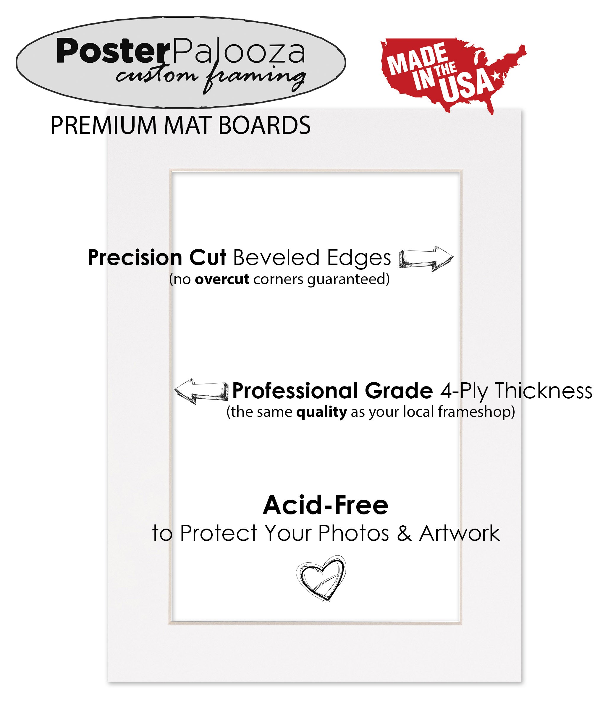 Pack of 10 Charcoal Grey Precut Acid-Free Matboards