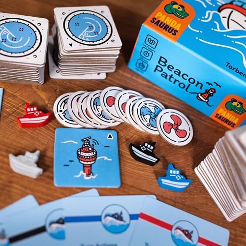 Beacon Patrol Board Game | Nautical Tile Placement Strategy Game | Cooperative Game | Fun Family Game for Kids and Adults | Ages 8+ | 1-4 Players | Avg. Playtime 30 Minutes | Made by Pandasaurus Games