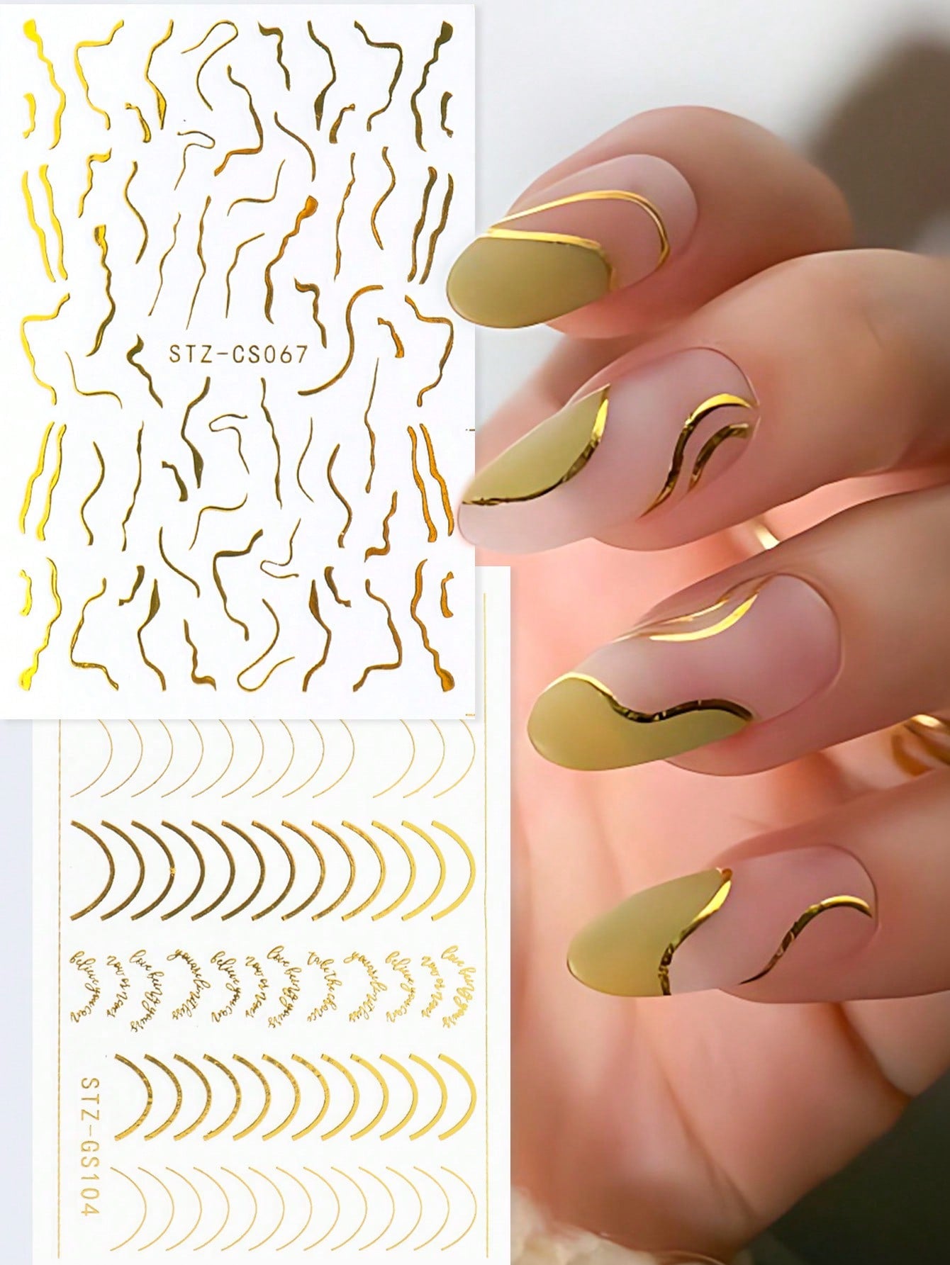 Beauty and Beyond 2 Sheets of Glitter Striped Nail Art Sticker Decals ??