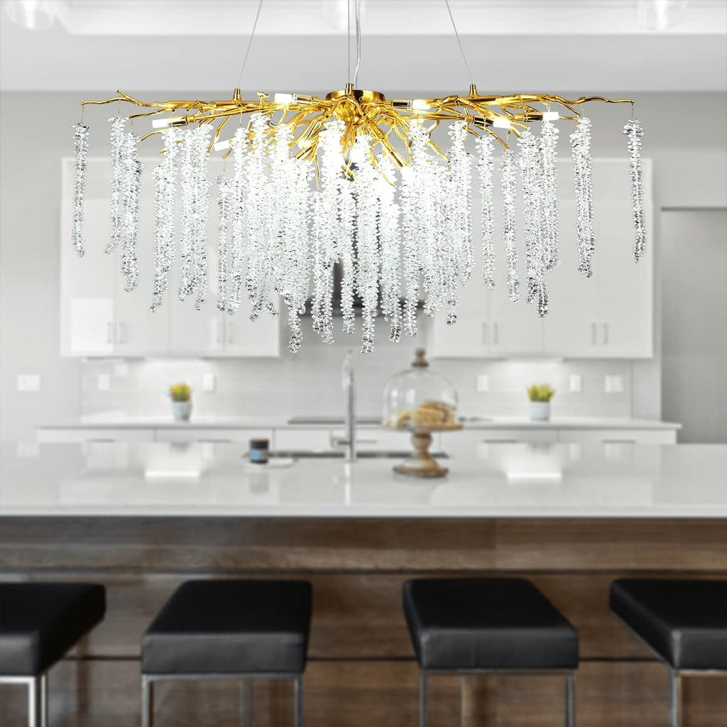 Rectangle Chandelier Gold K9 Crystal