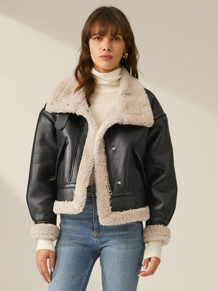 Sherpa Lined Shearling Leather Jacket