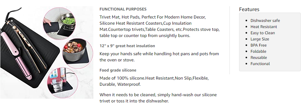 Large Silicone Trivet Mat for Hot Dishes/Heat Resistant pot holder