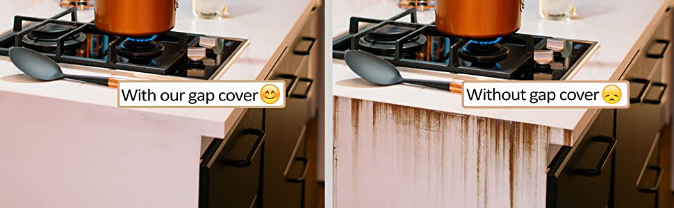 Silicone Stove Counter Gap Cover Kitchen Counter Gap Filler by Kindga Long Gap Filler Sealing Spills Between Kitchen Appliances Washing Machine and Stovetop, Set of 2