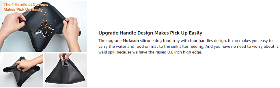 Kindga Pet Food Mat Waterproof Dog Mat XL (24x16) or L (20"x13") – 0.5 inch Raised Edge, Dog Cat Silicone Feeding Placemat Water Bowl Tray for Floors, Nonslip Washable Dog Mat for Food and Water