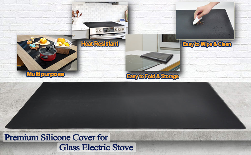 Stove Cover Protector for Electric Glass Washer Dryer Top, Heat Resistant 464℉ on Stovetop Cooktop, Extra Large Waterproof Flat Kitchen Counter Mat for Ceramic Granite Tabletop
