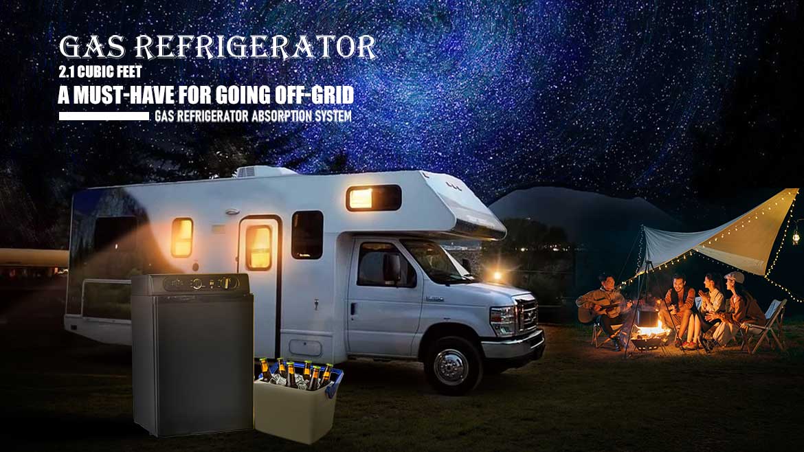 SMETA RV Propane Refrigerator 3 Way Gas 12v Compact Fridge without Freezer  Gas/12V/110V for Truck Outdoor Camping Off Grid Caravan Motorhome Cabin
