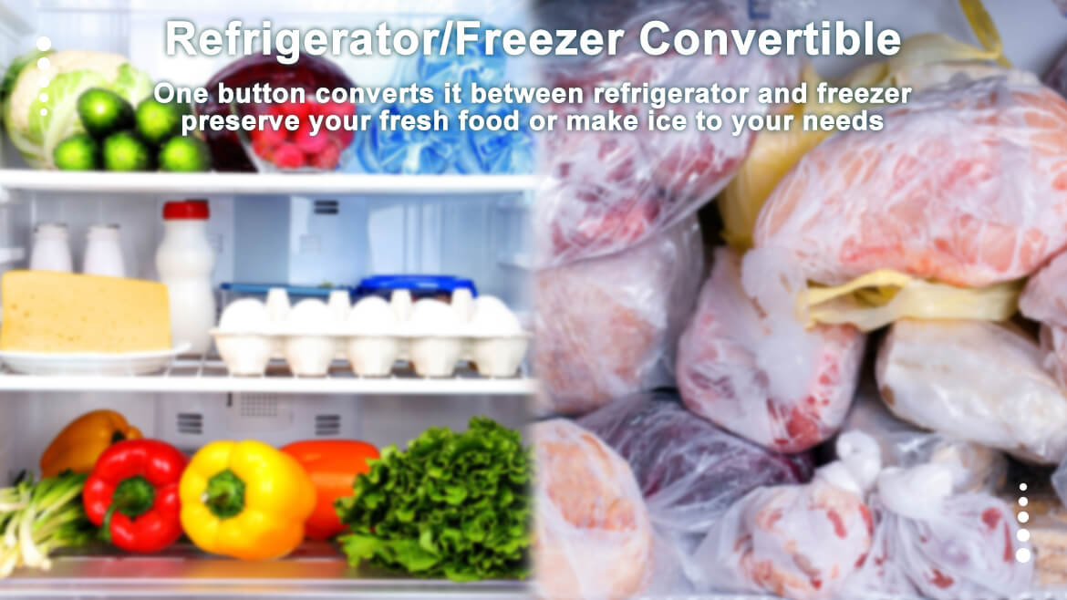 Smad Appliances Refrigerator/Freezer Convertible - One button converts it between refrigerator and freezer to preserve your fresh food or make ice to your needs