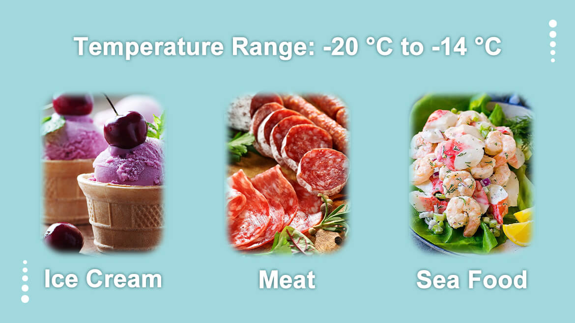 Smad appliances - Temperature Range: -20℃ to -14℃, suitable for storing ice cream, meat, and seafood.