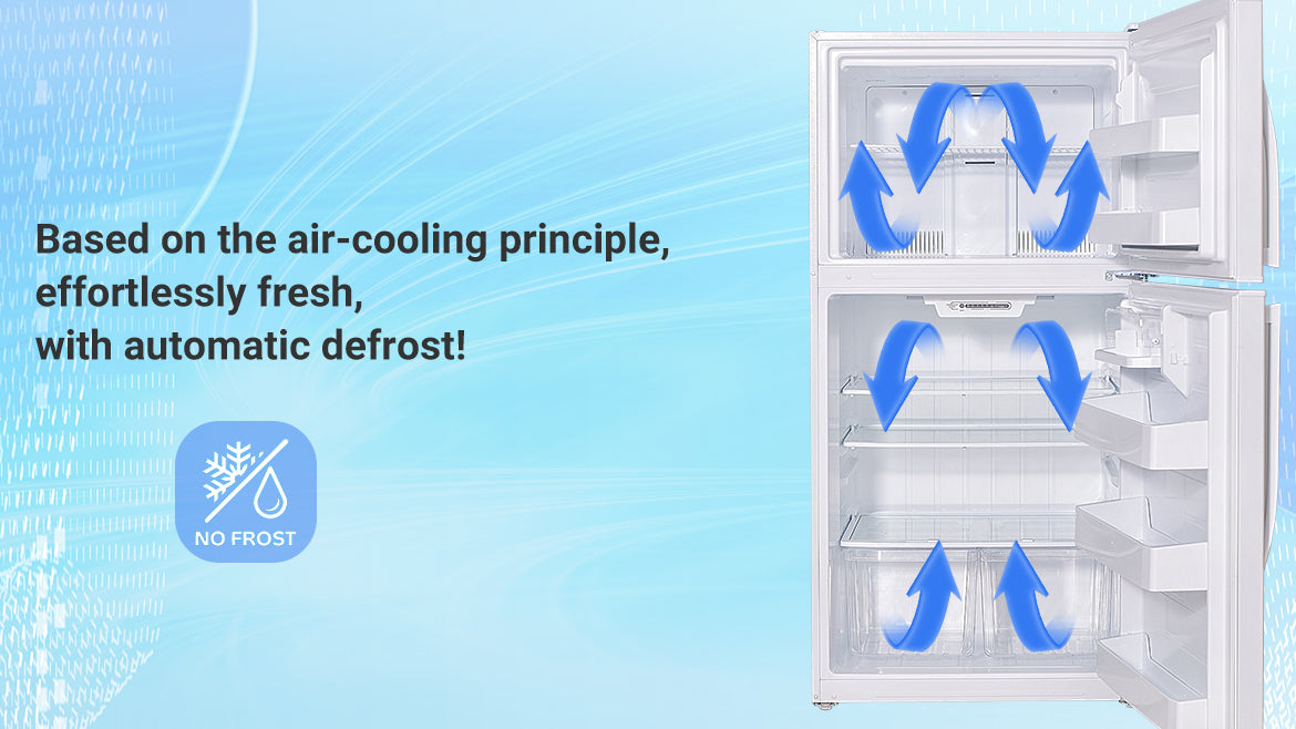 Smad appliances' air-cooling principle for effortless freshness and automatic defrost.