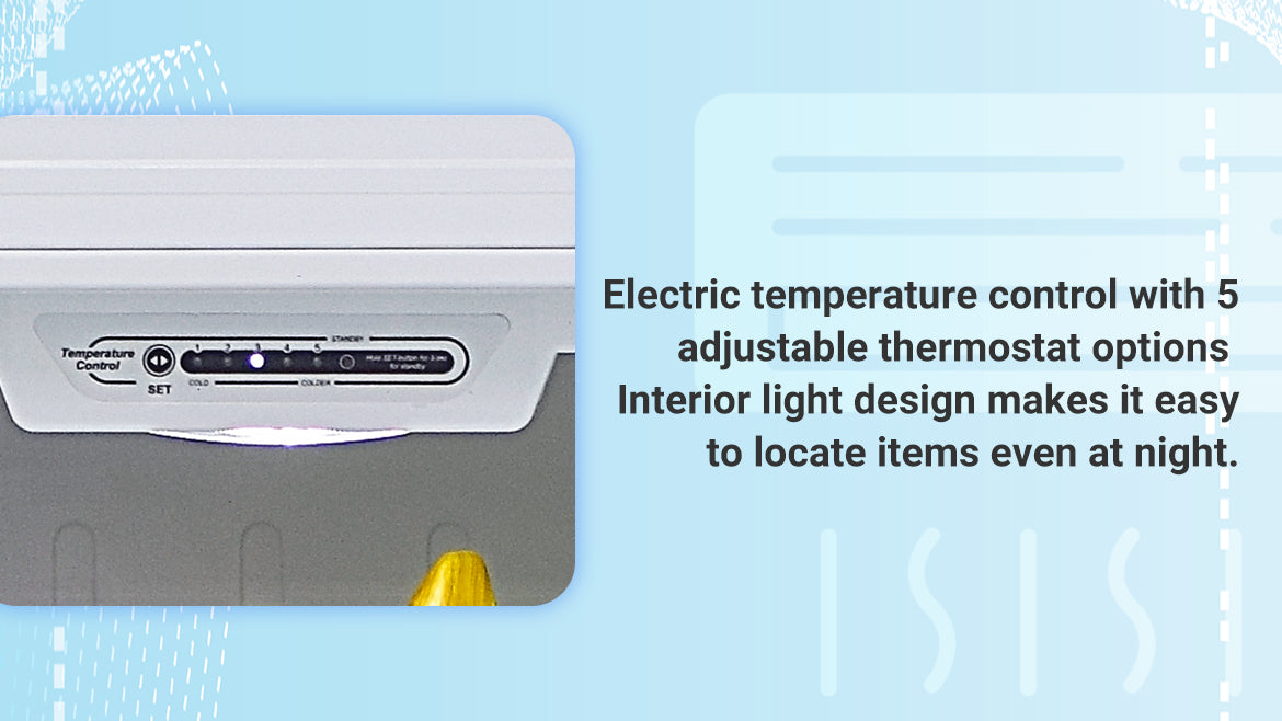 Smad appliances' electric temperature control and interior light design for easy access to items.