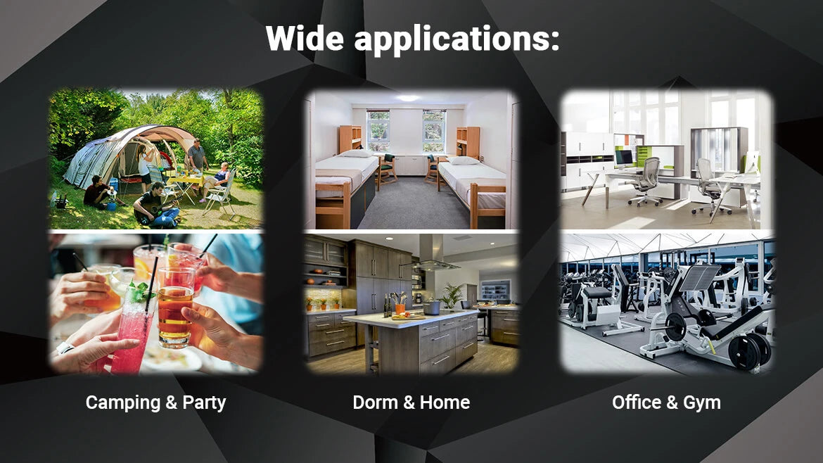 Smad appliances - Wide Applications: Camping & Party, Dorm & Home, Office & Gym.