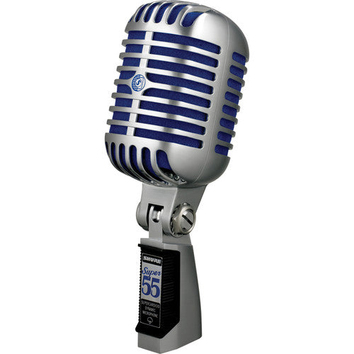 Shure SUPER 55-TA Supercardioid Dynamic Microphone (Chrome with Blue Foam) (TAA-Compliant)