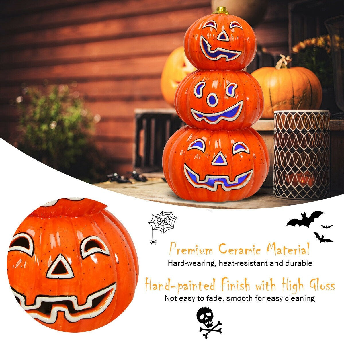 Halloween Ceramic Pumpkin Lamp