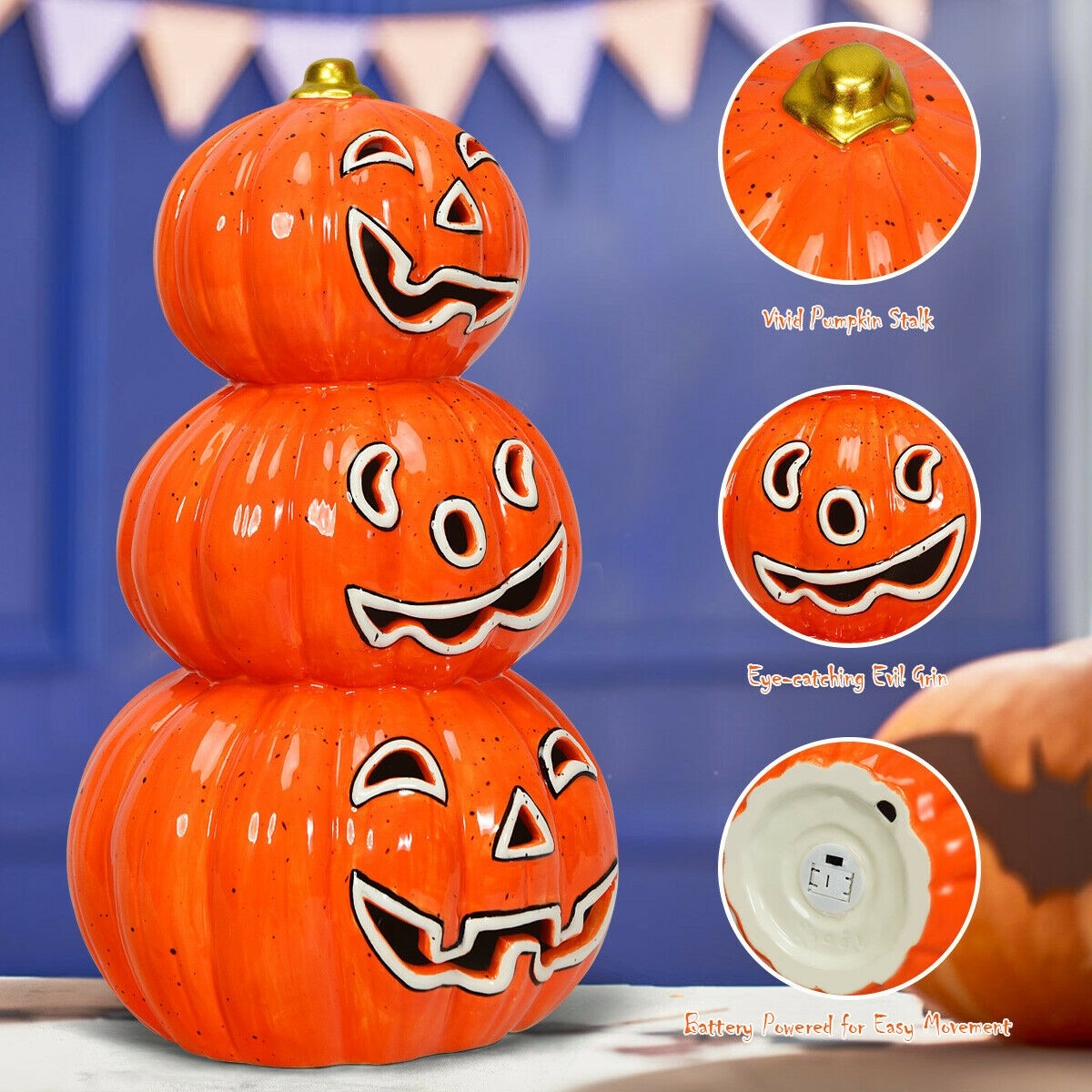 Halloween Ceramic Pumpkin Lamp