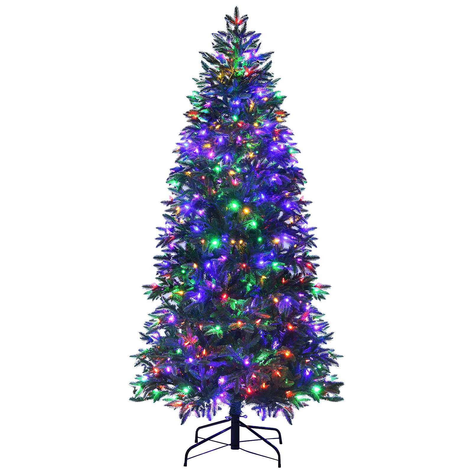 Goplus Artificial Christmas Tree, Hinged Xmas Pine Tree, Decoration for Indoor Holiday Festival