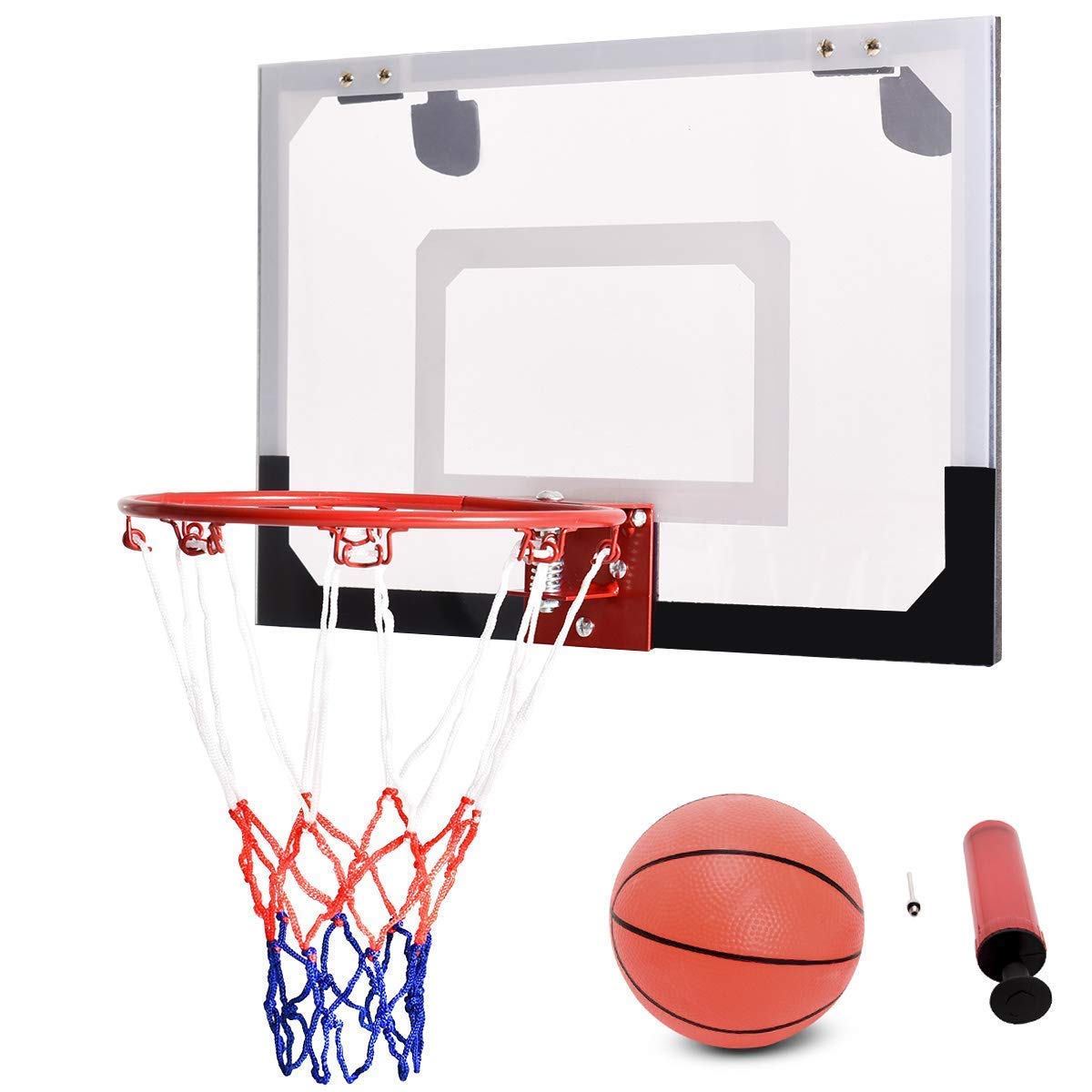 Over-The-Door Mini Basketball Hoop Includes Basketball & Hand Pump Indoor Sports