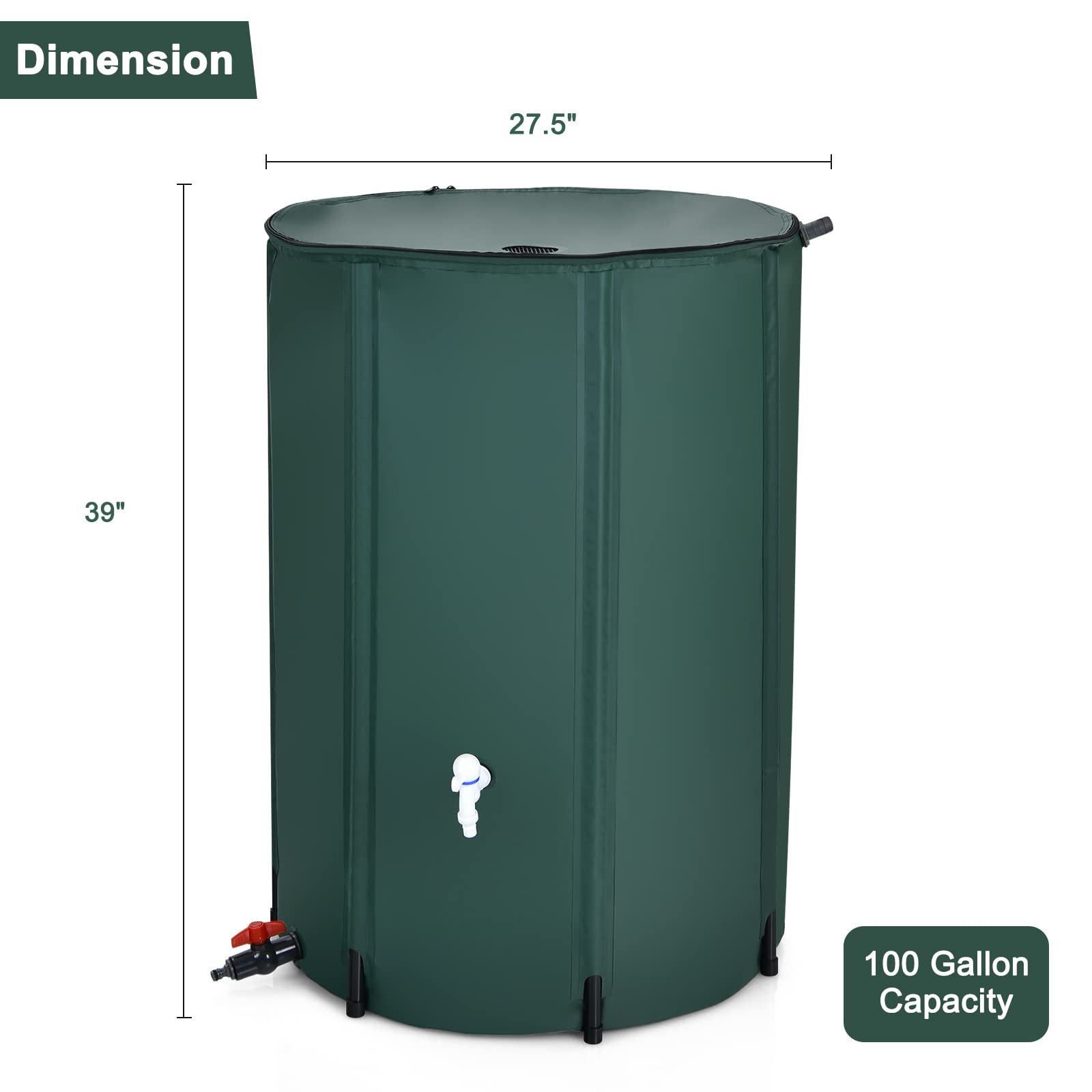 Portable Rain Barrel Water Collector Collapsible Tank