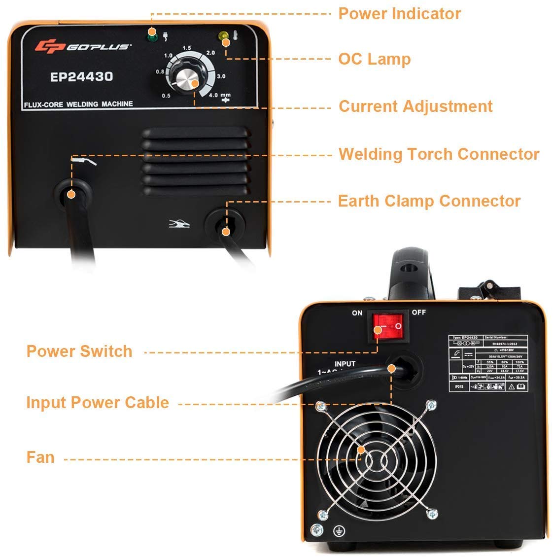 No Gas 130 MIG Welder, IGBT Inverter Automatic Feed Flux Core Wire Welding Machine