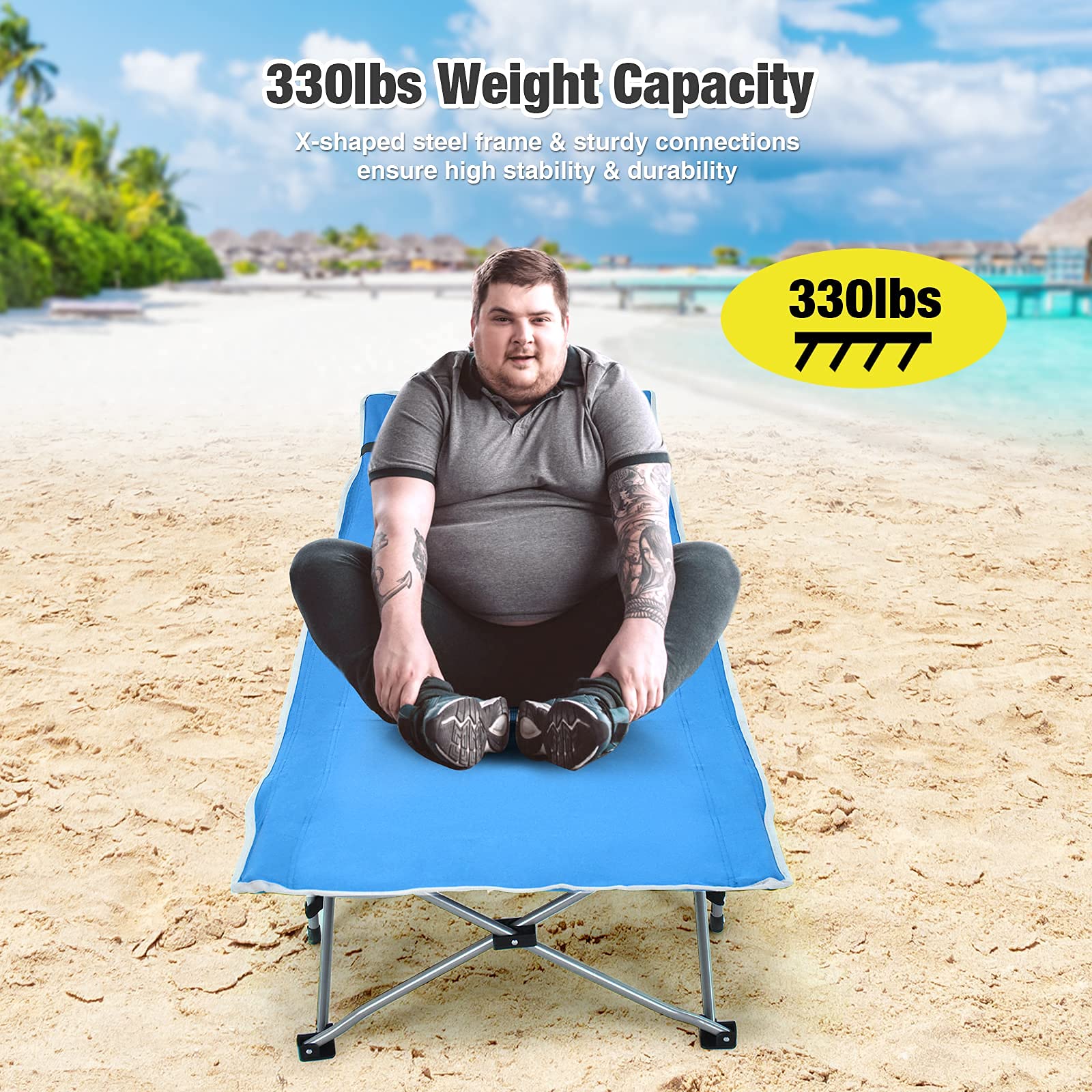 Folding Camping Cot, Heavy-Duty Comfortable Cot Bed for Adults Kids