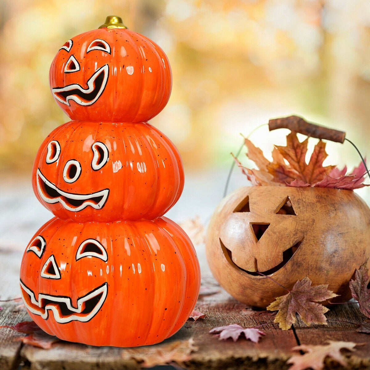 Halloween Ceramic Pumpkin Lamp