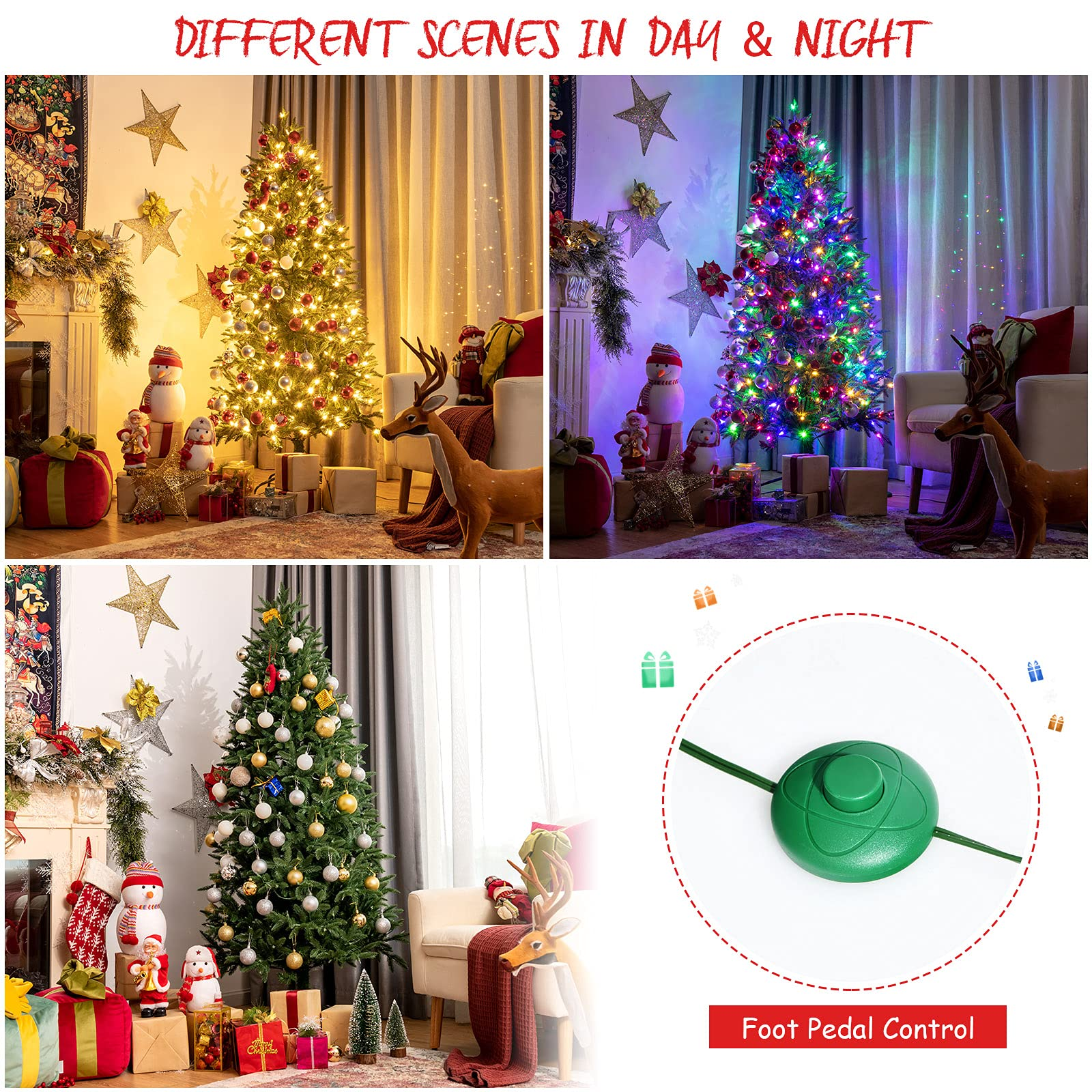 Goplus Artificial Christmas Tree, Hinged Xmas Pine Tree, Decoration for Indoor Holiday Festival