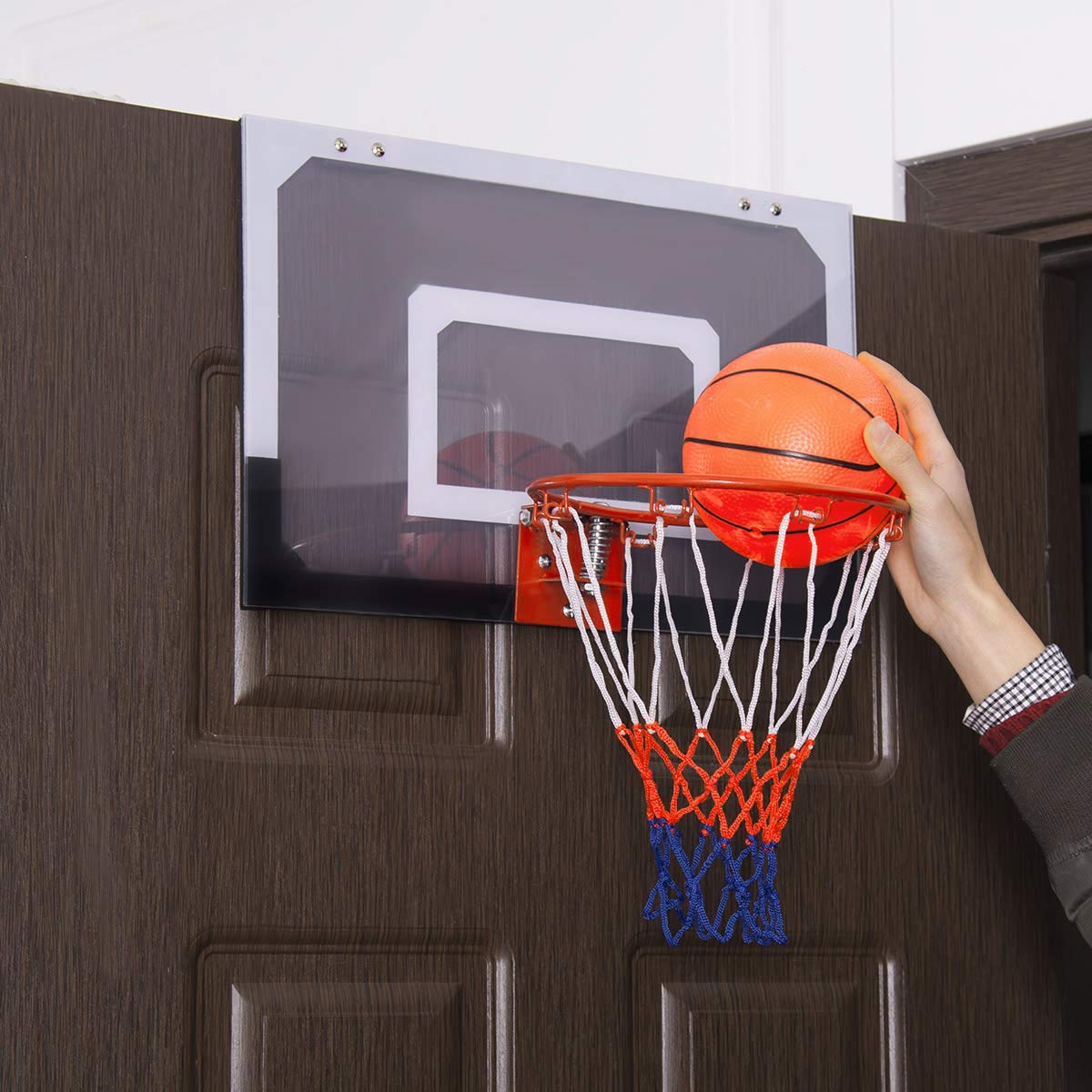 Over-The-Door Mini Basketball Hoop Includes Basketball & Hand Pump Indoor Sports