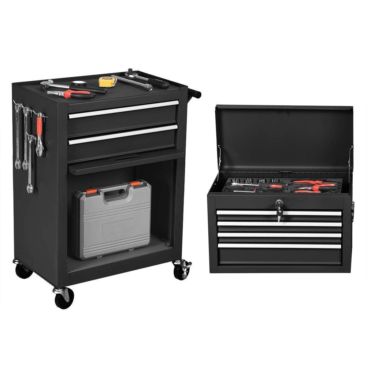 2PCS Rolling Tool Chest, 6-Drawer Toolbox Set of 2