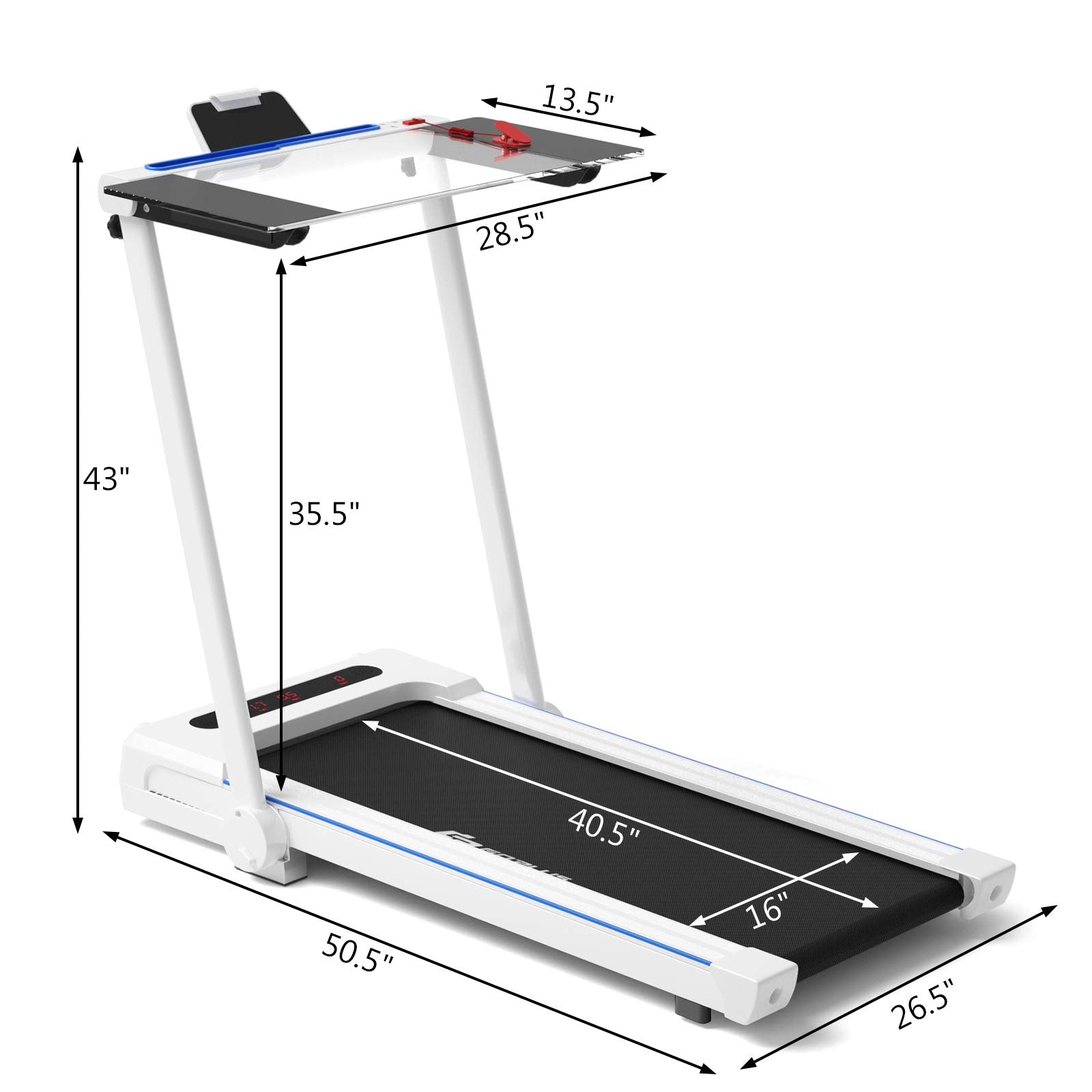 Goplus 3 in 1 Under Desk Treadmill Walking Pad with Removable Desktop