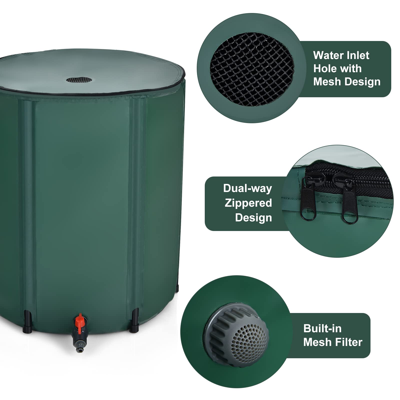 Portable Rain Barrel Water Collector Collapsible Tank