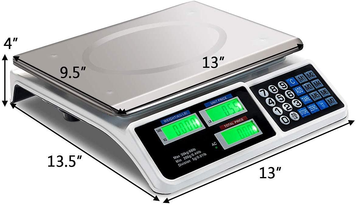 66 LB Digital Scale Price Computing Deli Electronic Counting Weight