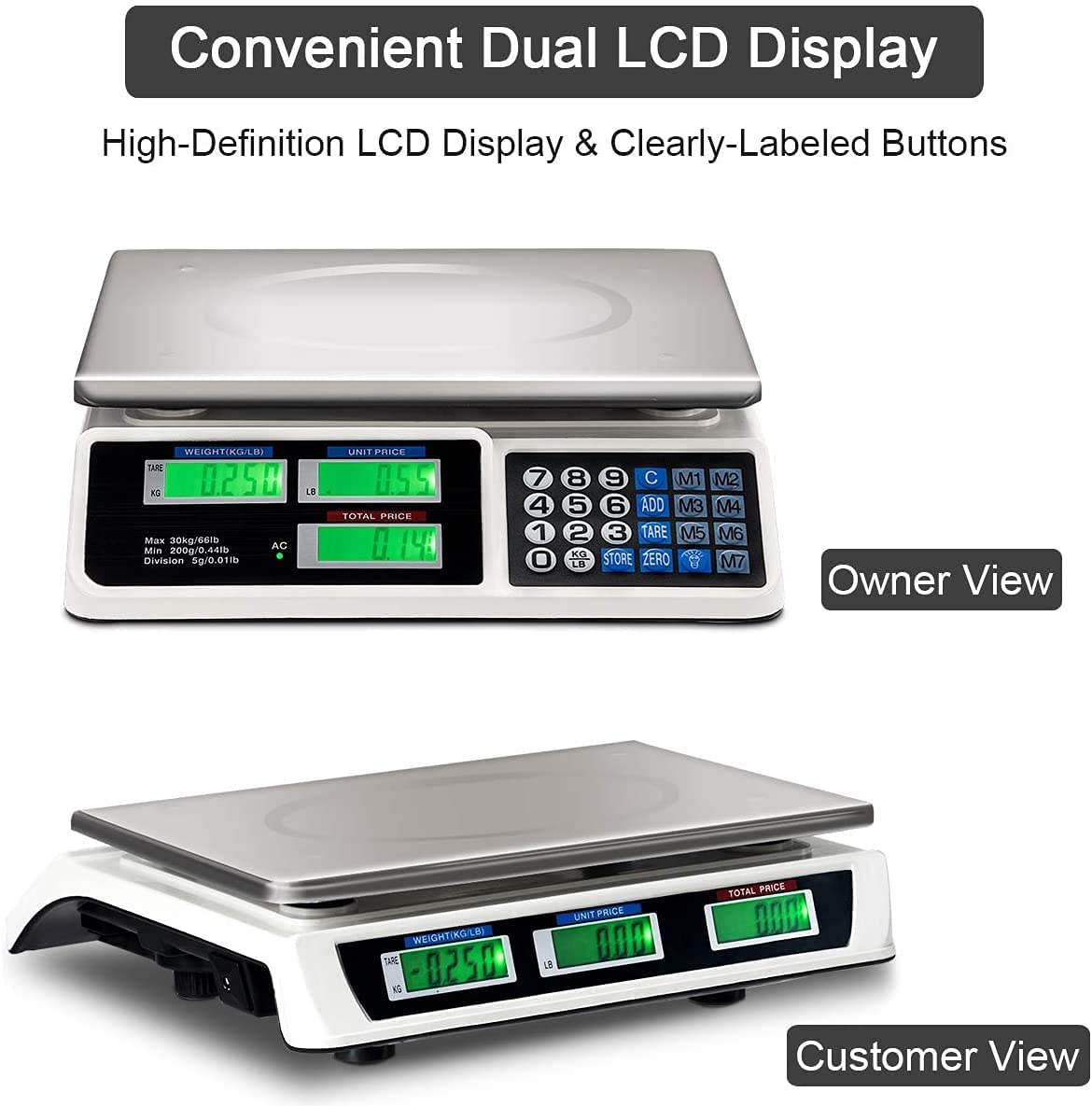 66 LB Digital Scale Price Computing Deli Electronic Counting Weight