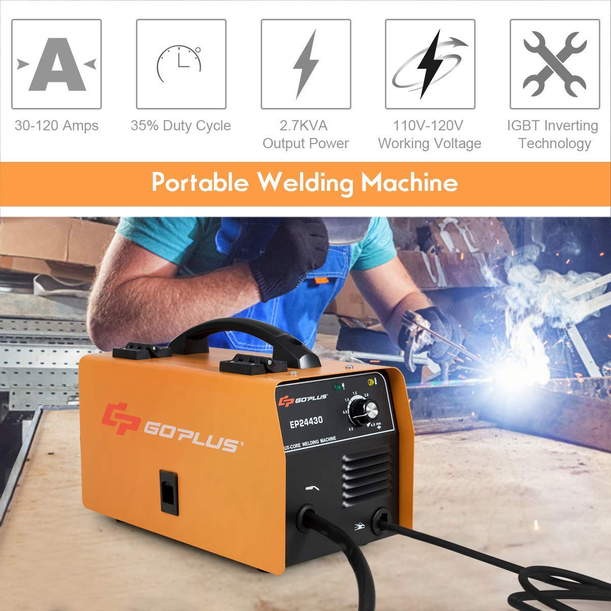 No Gas 130 MIG Welder, IGBT Inverter Automatic Feed Flux Core Wire Welding Machine