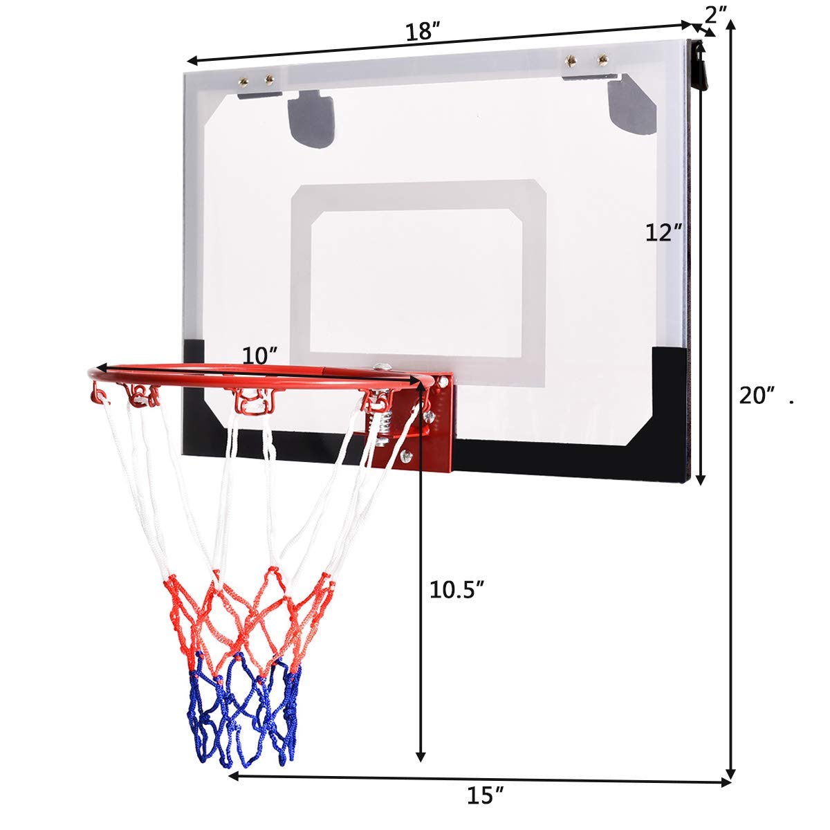 Over-The-Door Mini Basketball Hoop Includes Basketball & Hand Pump Indoor Sports